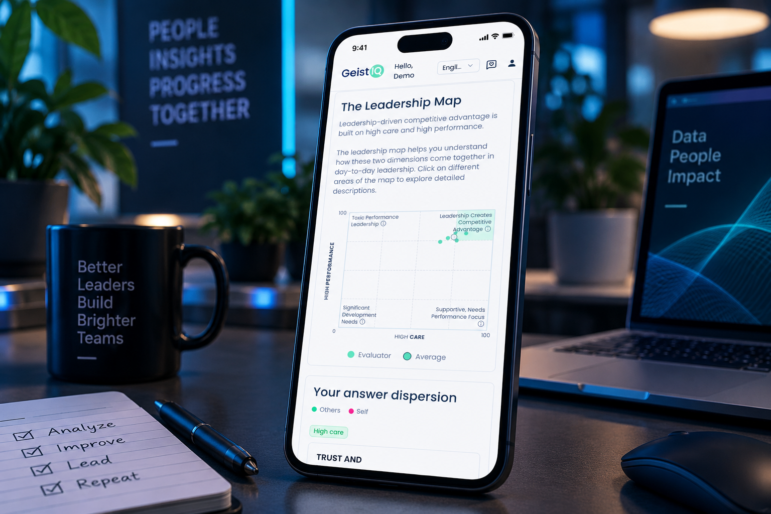 GeistIQ Leadership Map on a smartphone