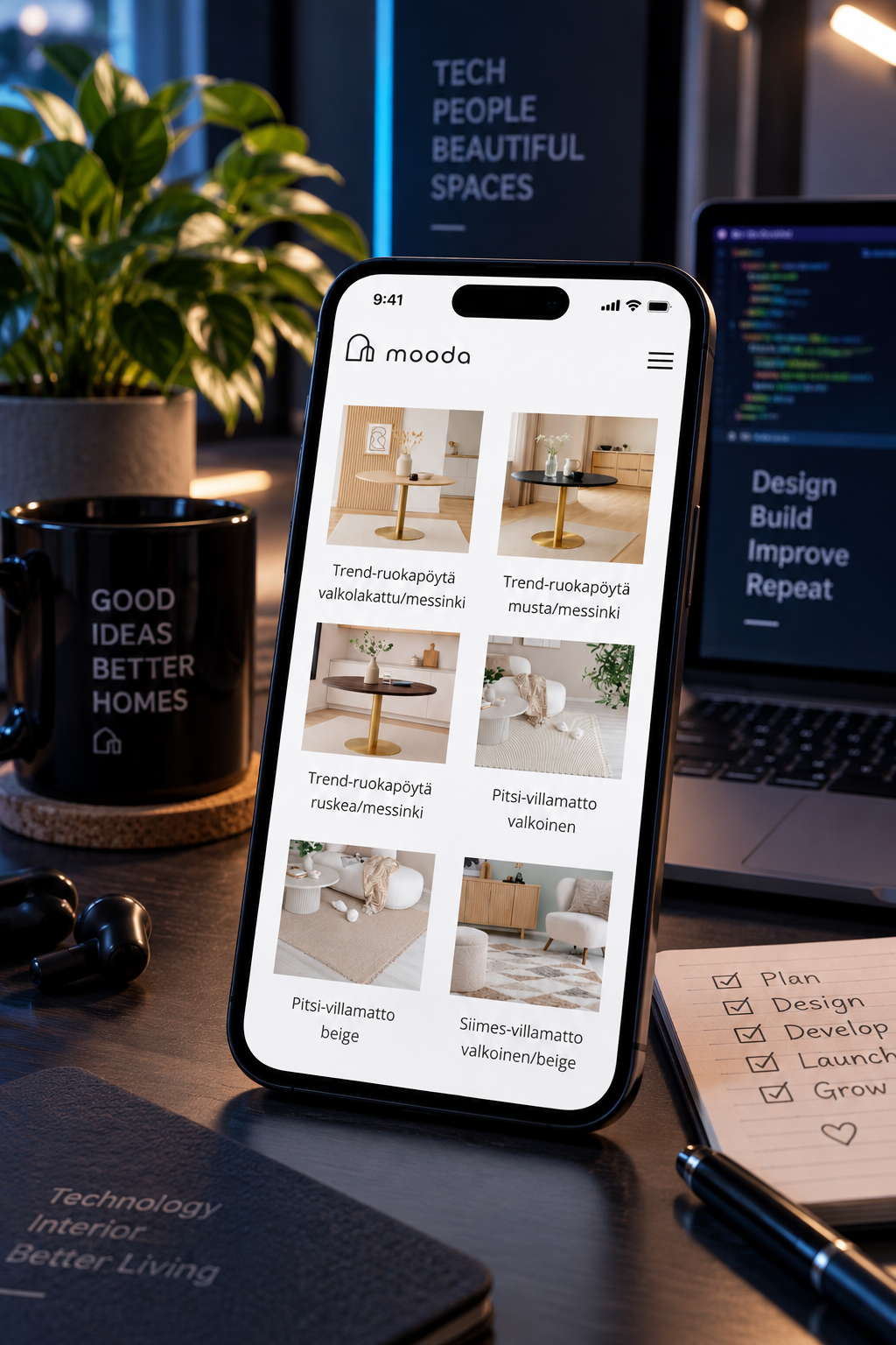 Mooda home decor store on a smartphone