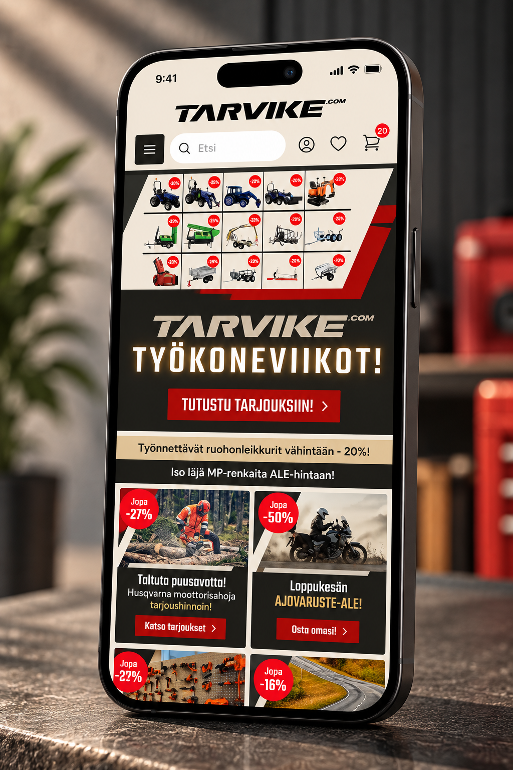 Tarvike.com Työkoneviikot product display